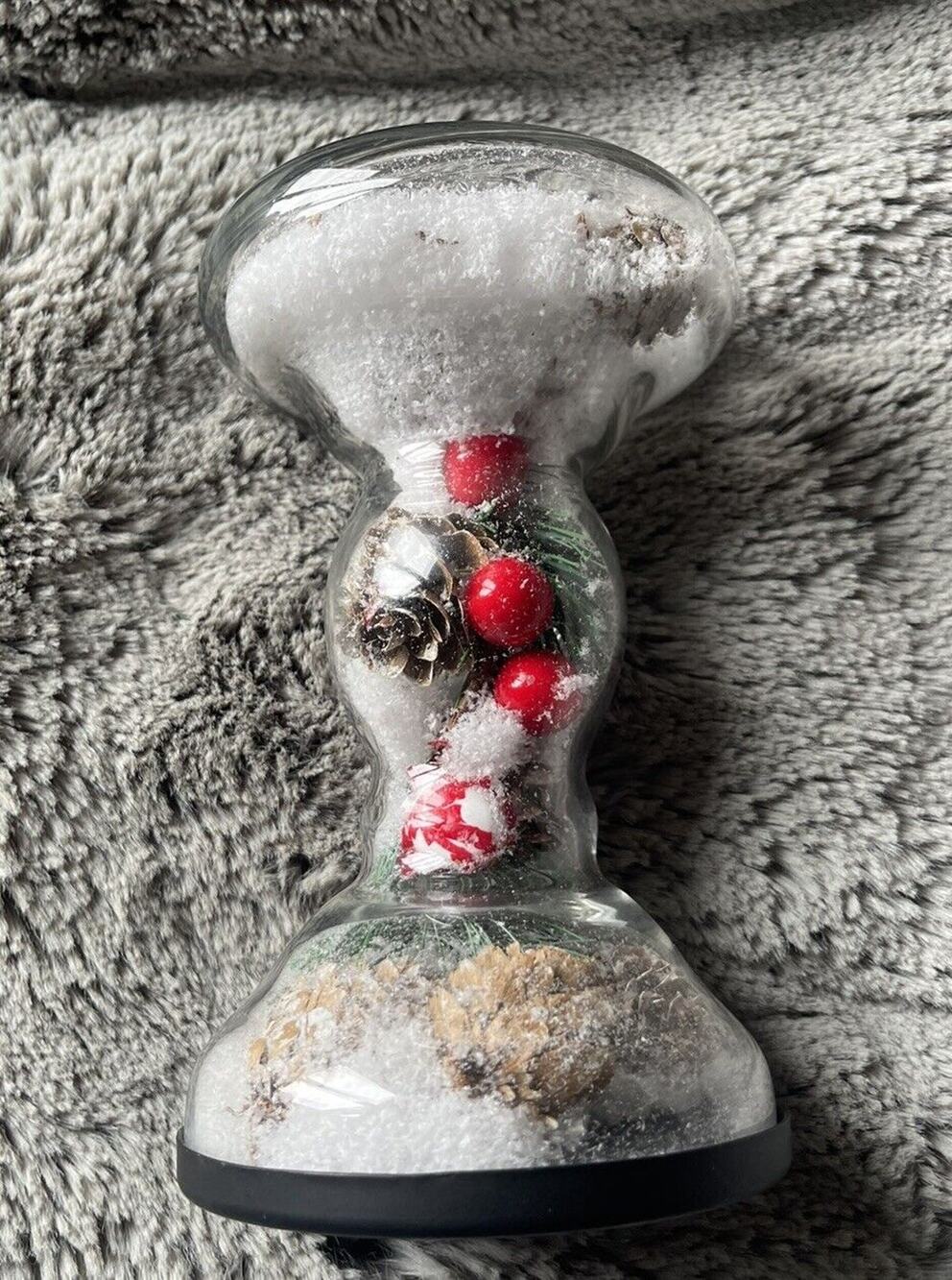 Christmas Hourglass Home Decoration Holiday Season's Glass 7in Multicolor